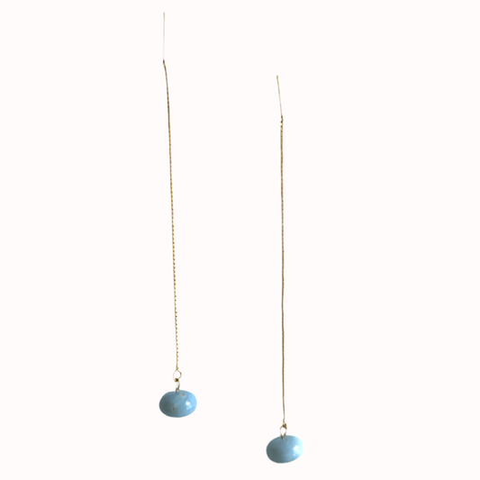 Blue opal threader earring in gold filled