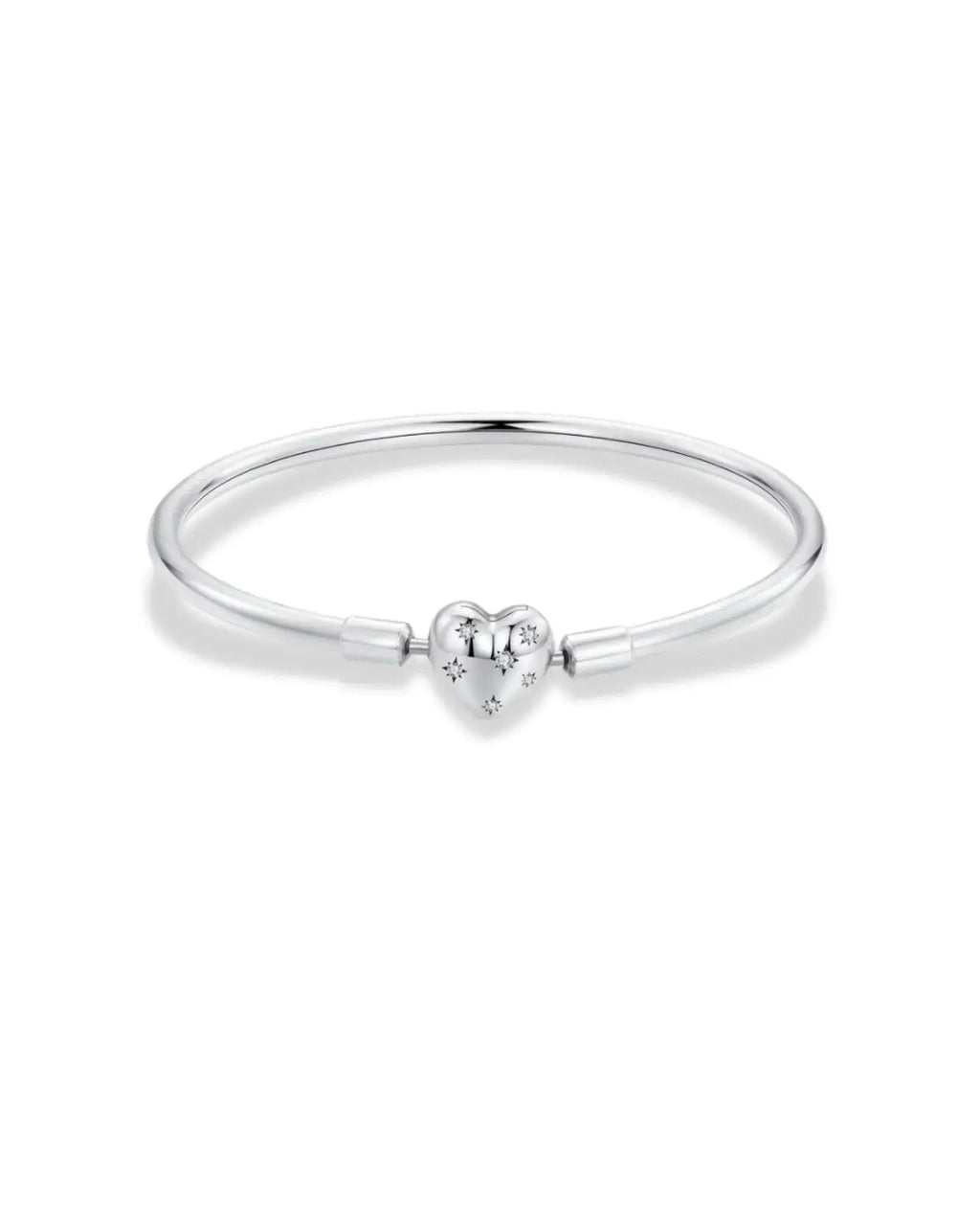 Deep Love Bangle Bracelet in 925 Sterling silver with heart design, perfect for stacking or solo wear.