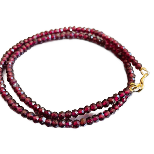Dainty Natural Red Garnet collar necklace in 14k gold filled.