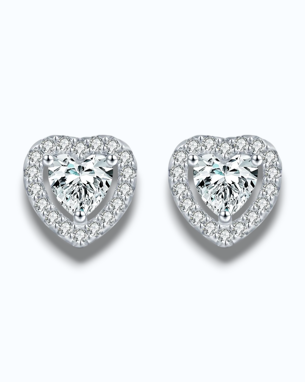 0.6 Ct Hollow Stud Heart moissanite earrings with a brilliant heart-shaped stone.