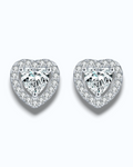 0.6 Ct Hollow Stud Heart moissanite earrings with a brilliant heart-shaped stone.