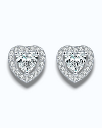 0.6 Ct Hollow Stud Heart moissanite earrings with a brilliant heart-shaped stone.