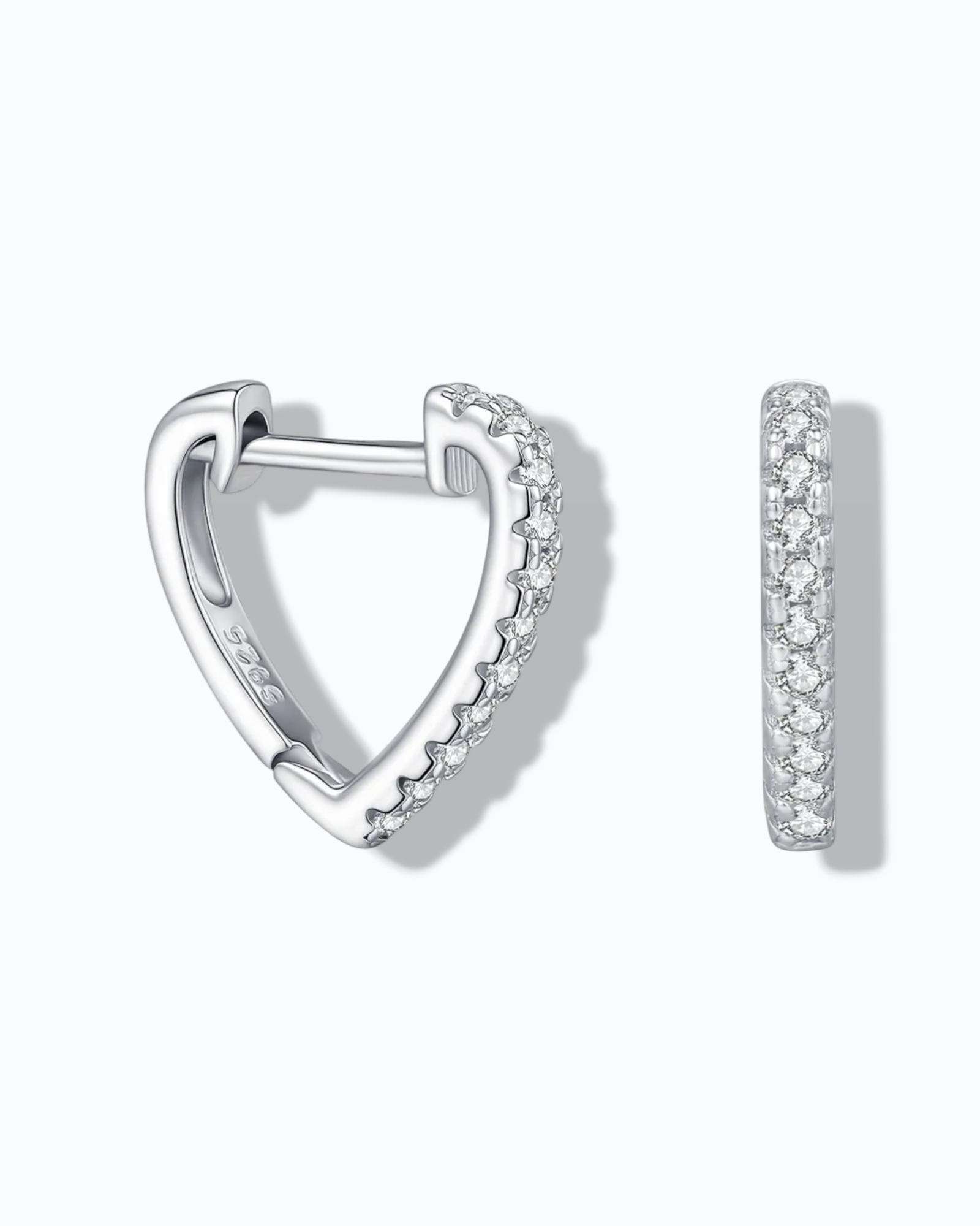 0.2 Ct Moissanite Heart shaped hoops featuring brilliant stones in an elegant heart design.