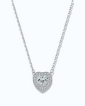 0.5 Ct Hollow heart Moissanite necklace on a delicate chain with sparkling details.