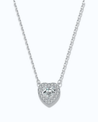 0.5 Ct Hollow heart Moissanite necklace on a delicate chain with sparkling details.