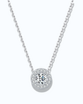 0.5 Ct Round brilliant Cut moissanite necklace in sterling silver with rhodium plating