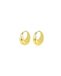Elegant gold irregular solid hoop earrings, crafted in high-polish finish for a modern, stylish look.