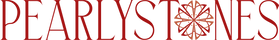 Red 'PEARLYSTONES' logo with a decorative element on a white background