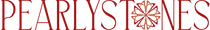 Red 'PEARLYSTONES' logo with a decorative element on a white background