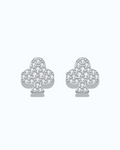 0.2 Ct Moissanite Clover leaf stud set in rhodium-plated sterling silver for exquisite sparkle.