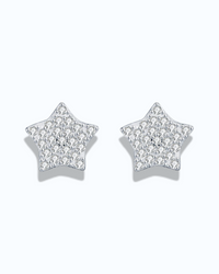 0.2 Ct Moissanite Star Stud featuring shining moissanite stones in a star design crafted from sterling silver.