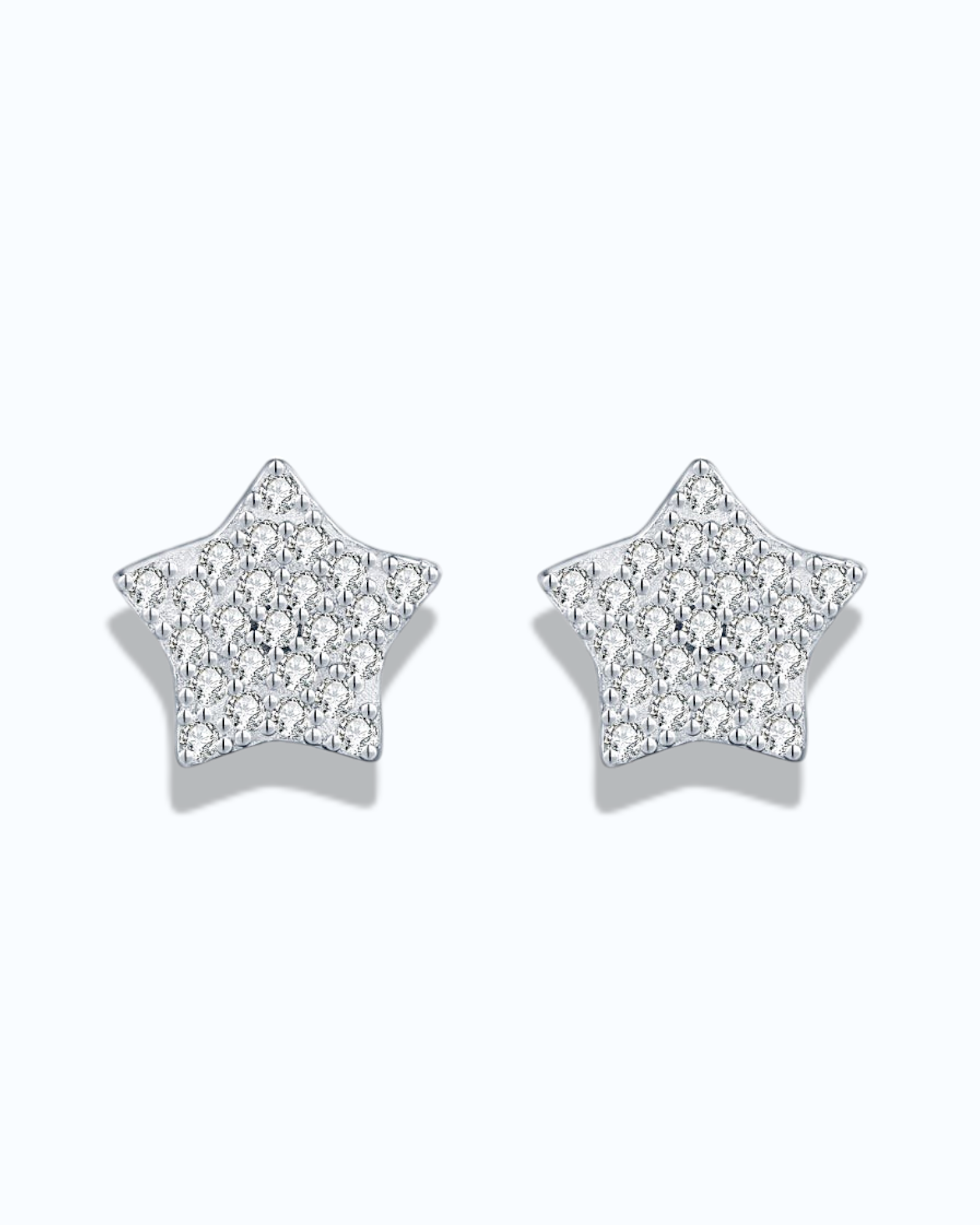 0.2 Ct Moissanite Star Stud featuring shining moissanite stones in a star design crafted from sterling silver.