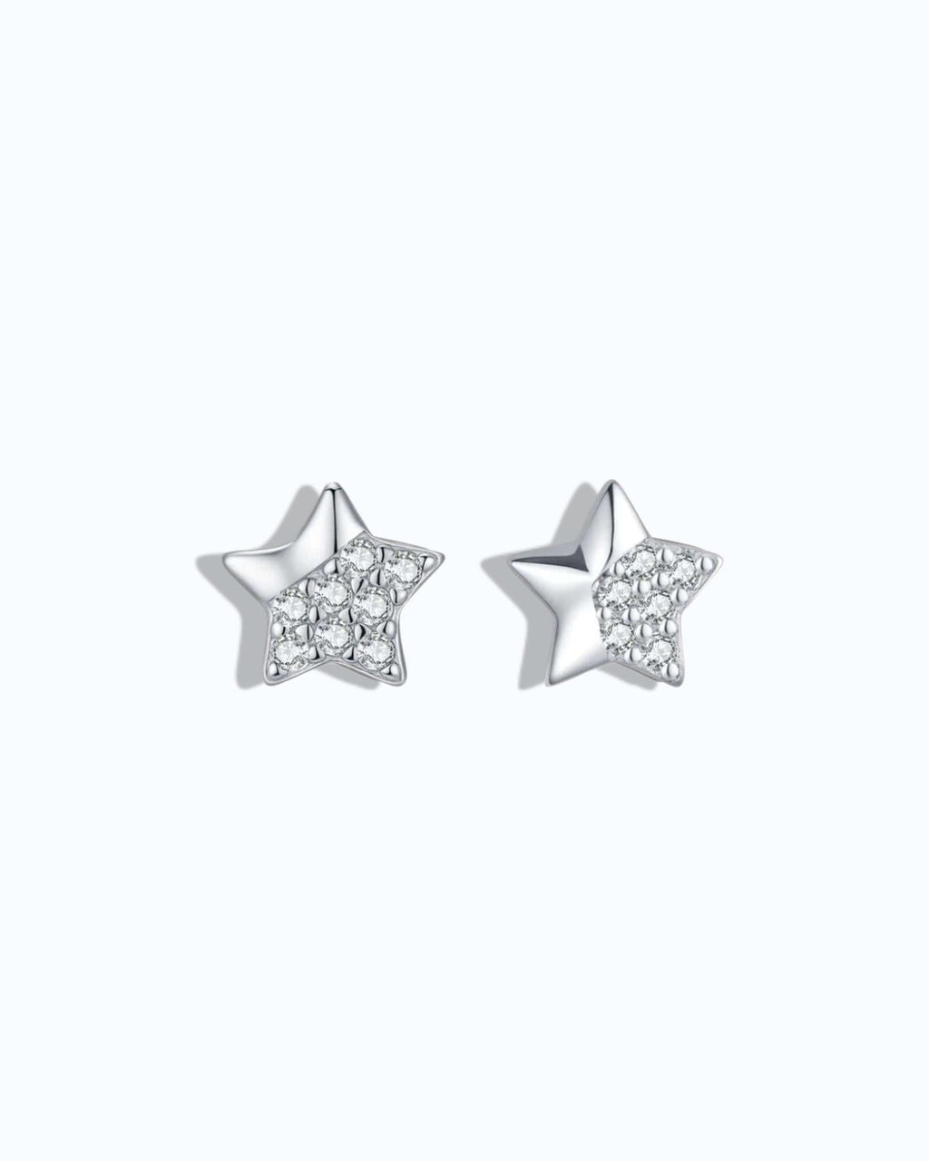 Pearlystones Everyday Star Earrings, silver-tone stud earrings with cubic zirconia.