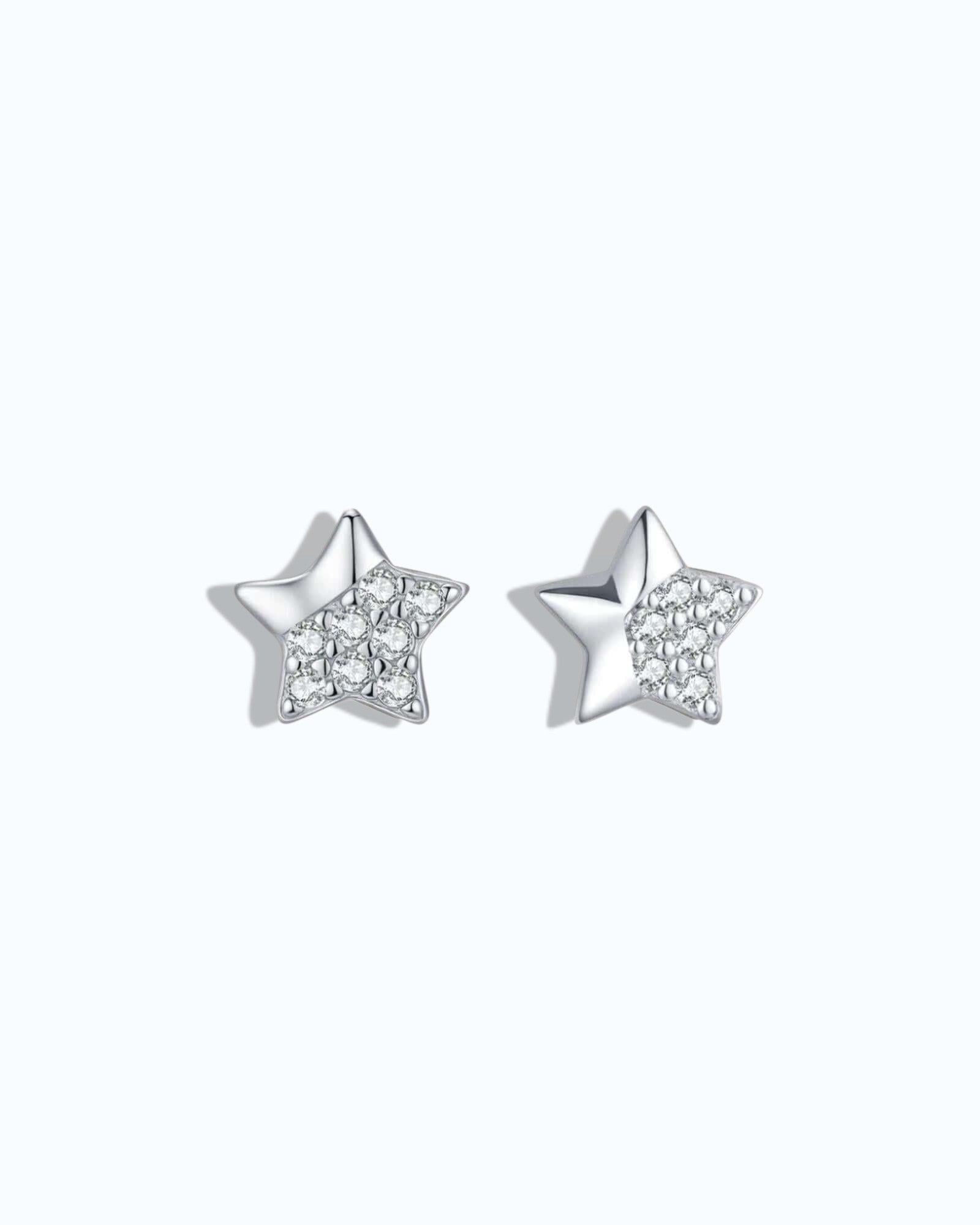 Pearlystones Everyday Star Earrings, silver-tone stud earrings with cubic zirconia.