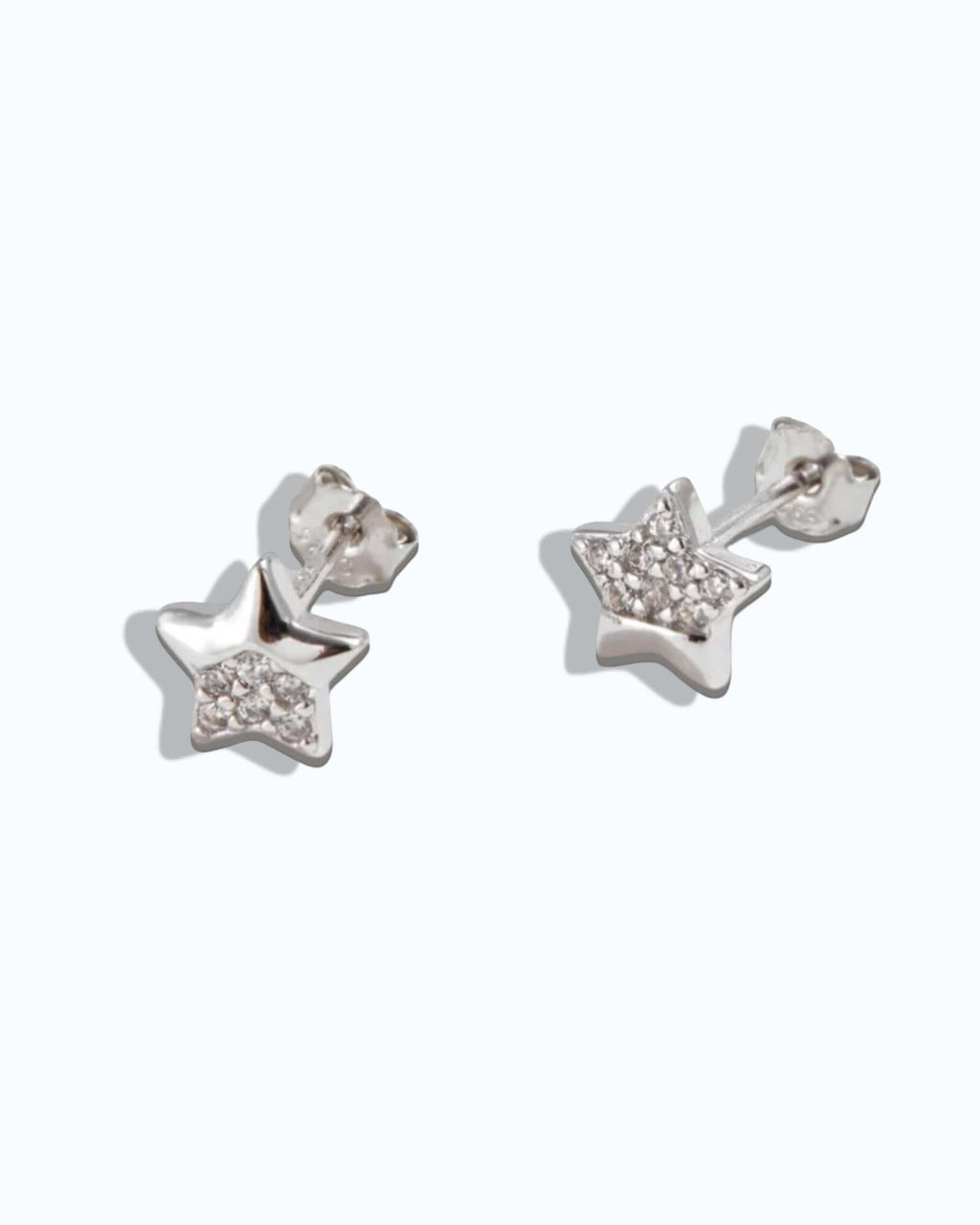 Pearlystones Everyday Star Earrings, silver-tone stud earrings with cubic zirconia detail and post-back closure.
