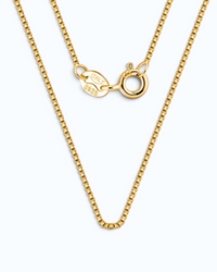 Pearlystones 0.6mm gold-plated sterling silver box chain necklace with a secure spring ring clasp