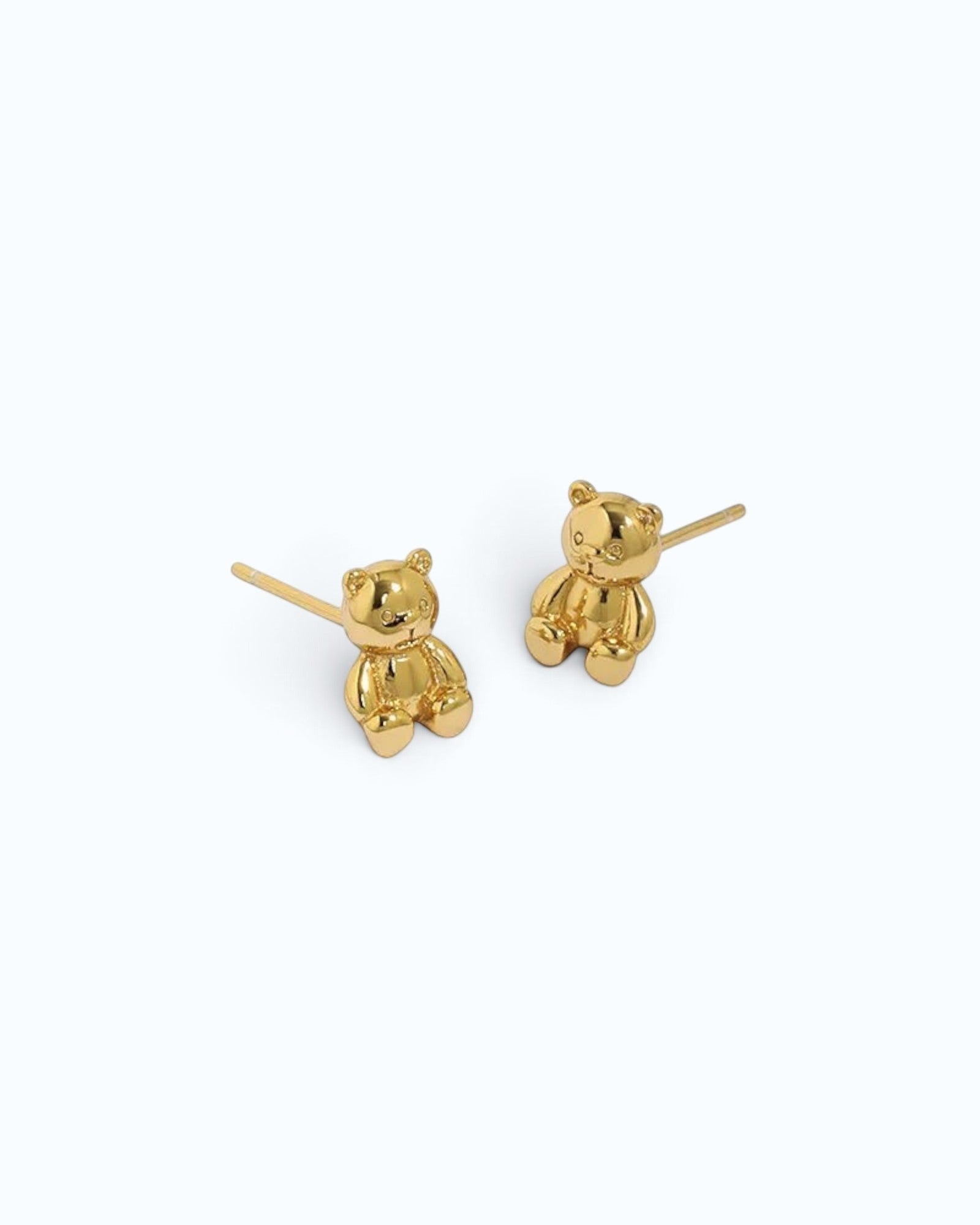Pearlystones 18K gold-plated 3D teddy bear stud earrings in polished sterling silver