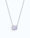 Pearlystones lavender zircon pendant necklace with an octagonal rose cut stone set in rhodium-plated sterling silver.