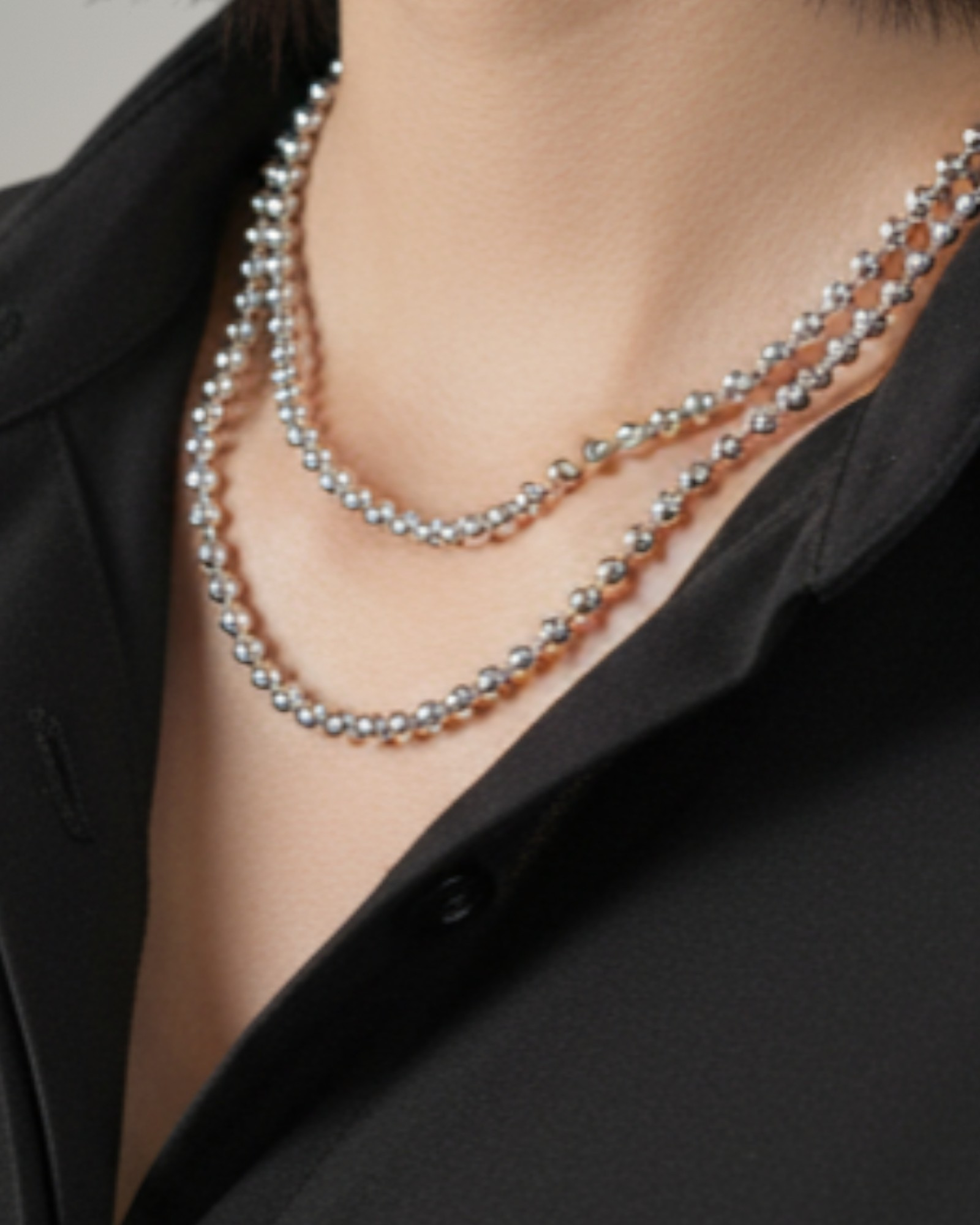 Pearlystones silver 2mm ball bead chain necklace, delicate and versatile.