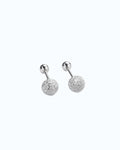 Pearlystones sterling silver textured ball stud earrings with frosted finish and ball back closure.
