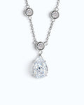 Pearlystones white water droplet necklace featuring a 5A grade zircon pendant on a delicate silver cable chain.