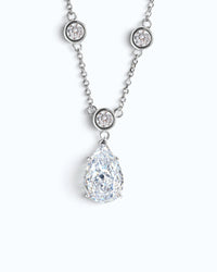 Pearlystones white water droplet necklace featuring a 5A grade zircon pendant on a delicate silver cable chain.