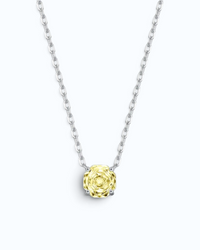 Pearlystones yellow zircon pendant necklace with an octagonal rose cut stone set in rhodium-plated sterling silver.