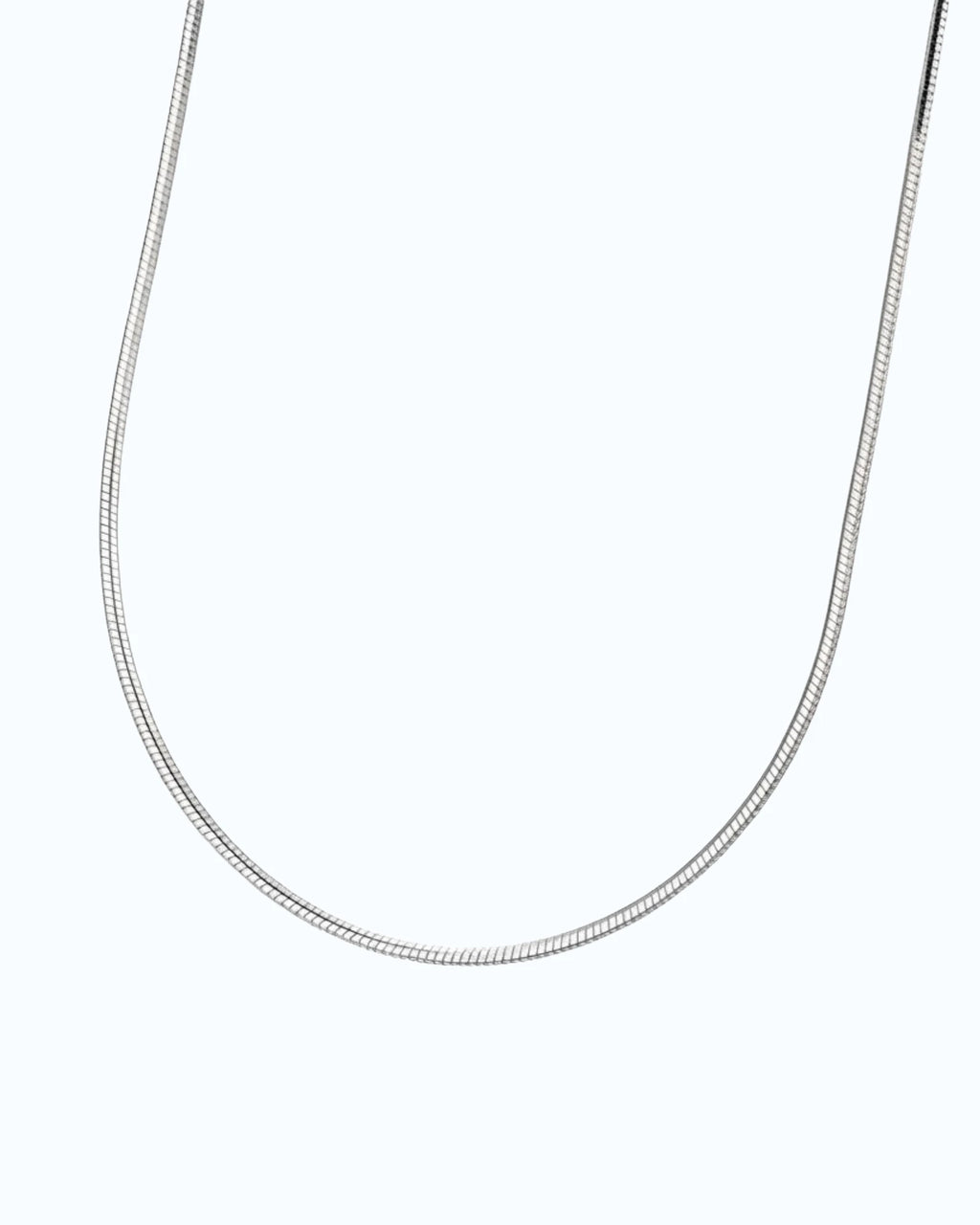 0.8mm Sided Snake chain made of premium 925 sterling silver with a platinum finish.