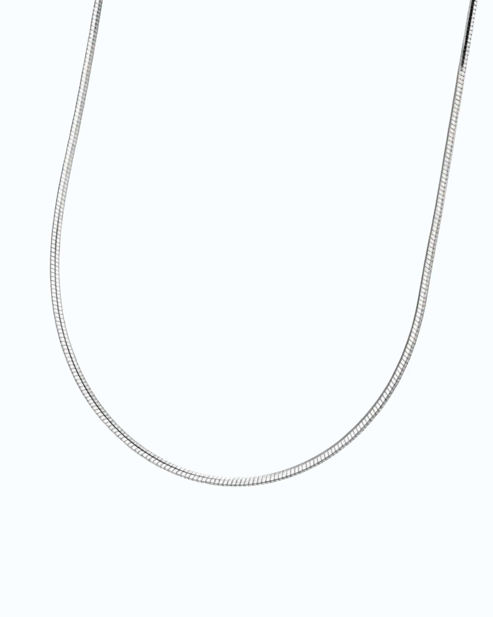 0.8mm Sided Snake chain made of premium 925 sterling silver with a platinum finish.