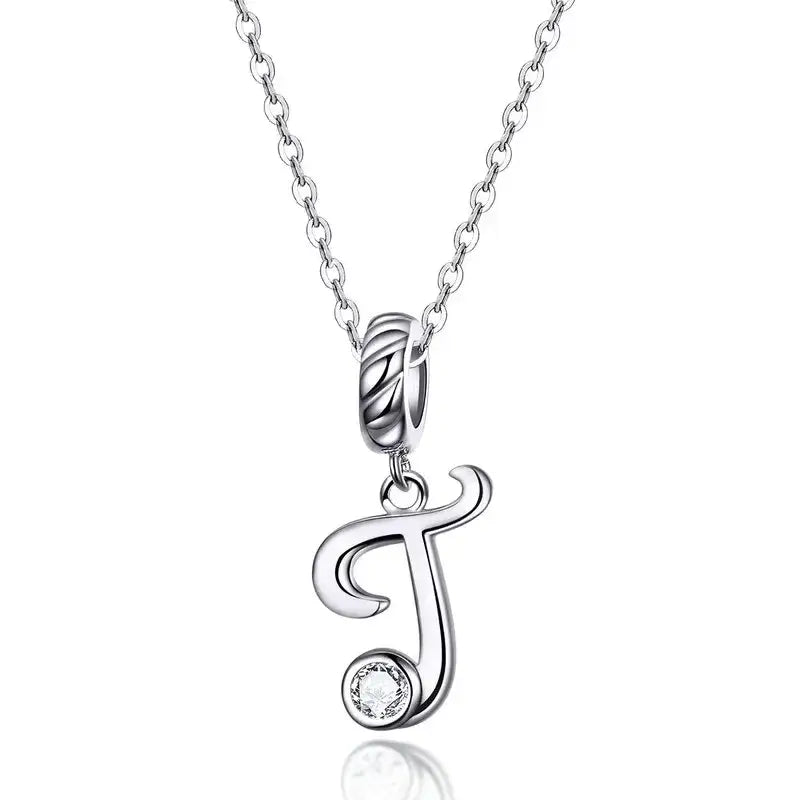 Elegant personalized Letter Charm Necklace in 925 sterling silver with zircon pendant, perfect for gifting and daily wear.