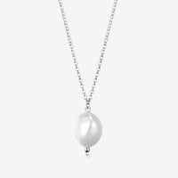 Lumera Pearl Pendant Necklace in 925 sterling silver with white gold plating, featuring a single elegant pearl.