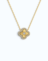 Laser Clover Pendant Necklace with Pavé  Zircon
