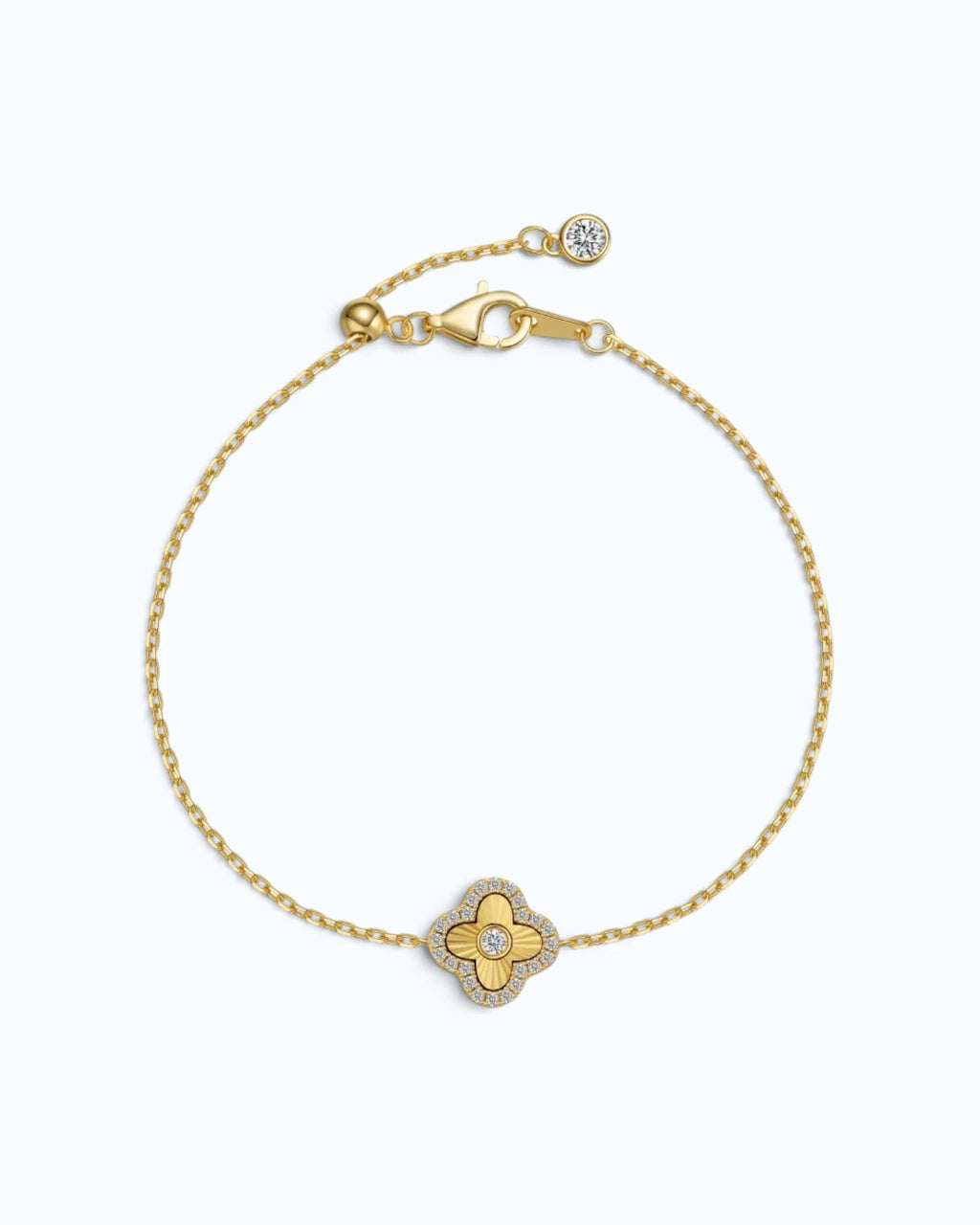 Laser Clover Chain Bracelet with Pavé Zircon