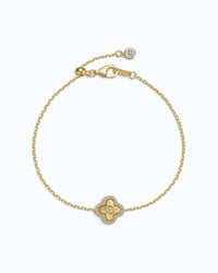 Laser Clover Chain Bracelet with Pavé Zircon