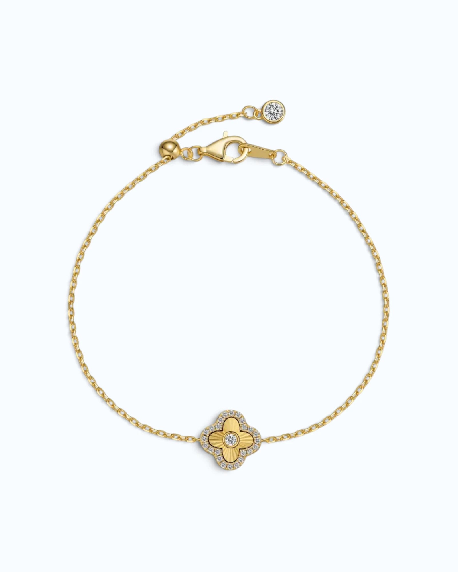 Laser Clover Chain Bracelet with Pavé Zircon