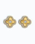 Laser Clover Stud Earrings with Pavé Zircon
