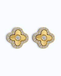 Laser Clover Stud Earrings with Pavé Zircon