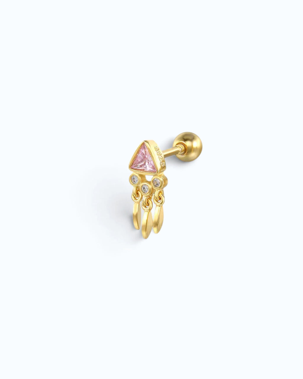 December Birthstone Pink Topaz Zirconia Cartilage Ear Stud