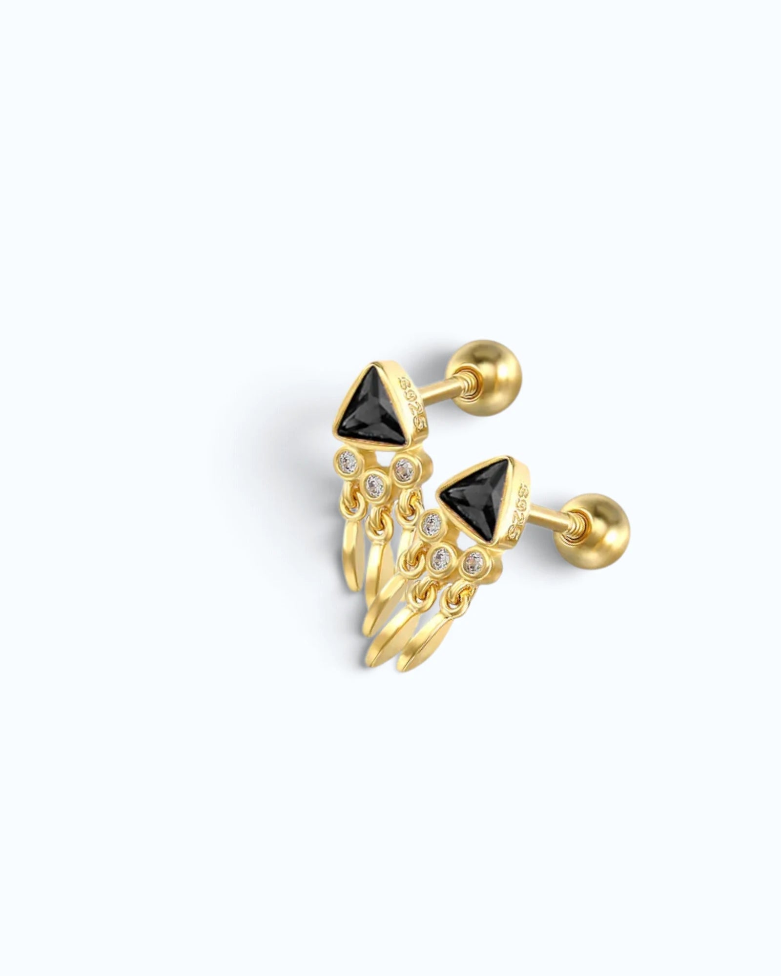 October Birthstone Black Tourmaline Zirconia Cartilage Ear Stud