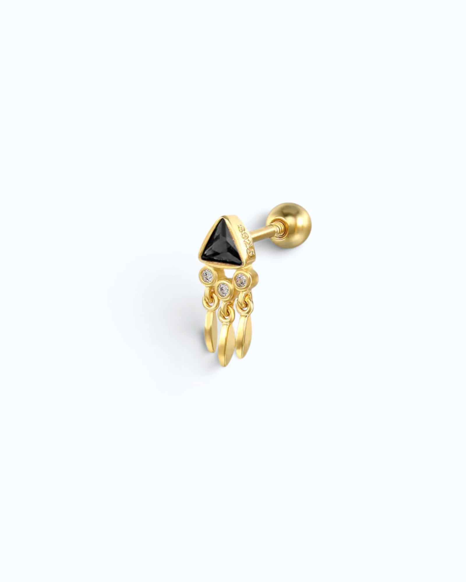 October Birthstone Black Tourmaline Zirconia Cartilage Ear Stud