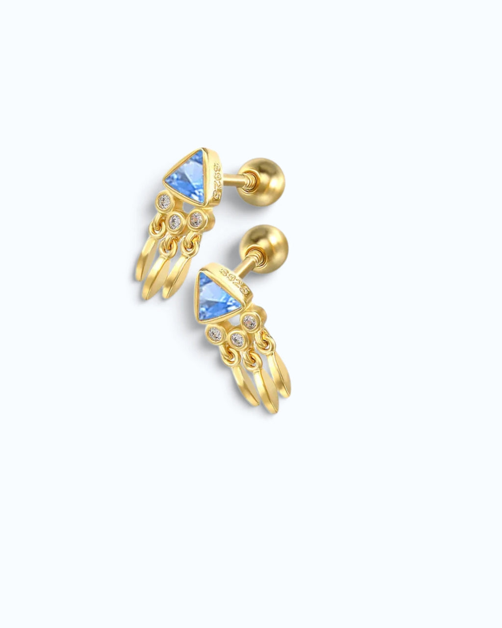 March Birthstone Aquamarine Zirconia Cartilage Ear Stud