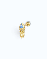 March Birthstone Aquamarine Zirconia Cartilage Ear Stud