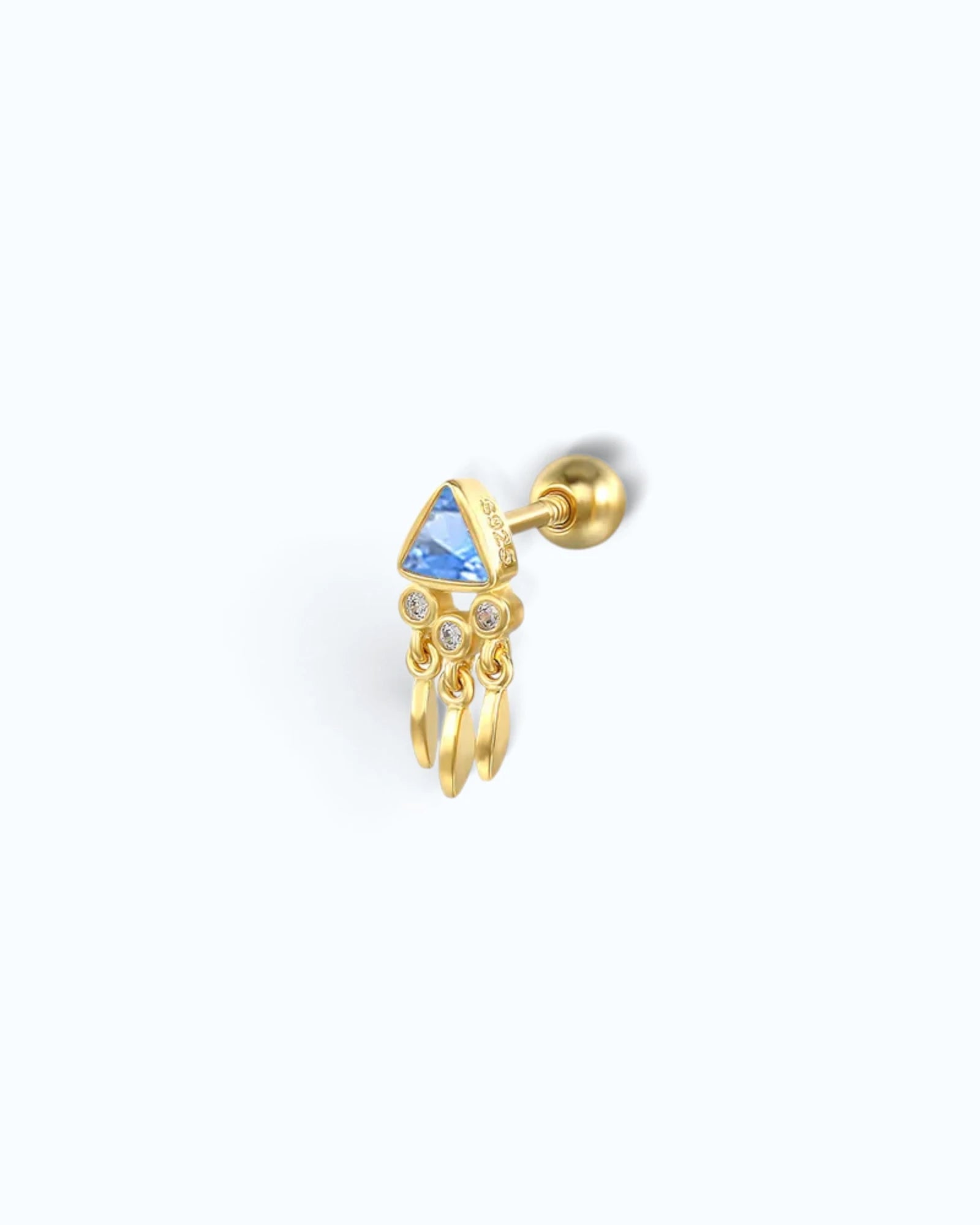 March Birthstone Aquamarine Zirconia Cartilage Ear Stud