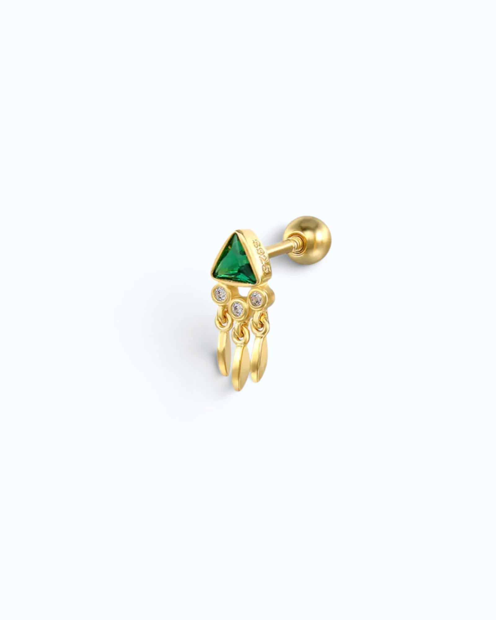 May Birthstone Emerald Zirconia Cartilage Ear Stud