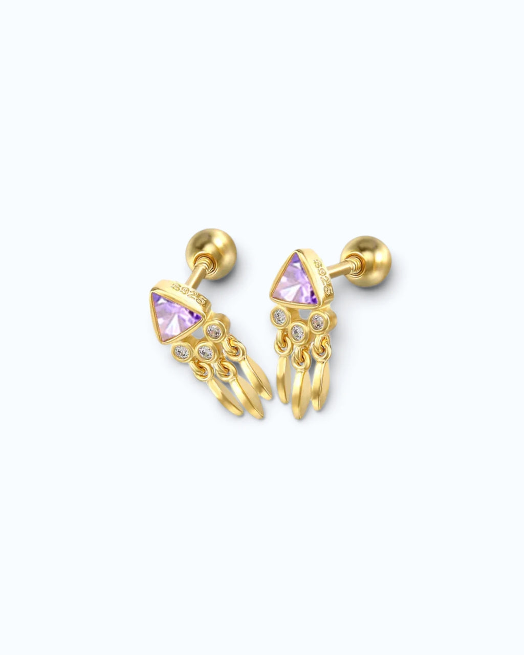February Birthstone Amethyst Zirconia Cartilage Ear Stud