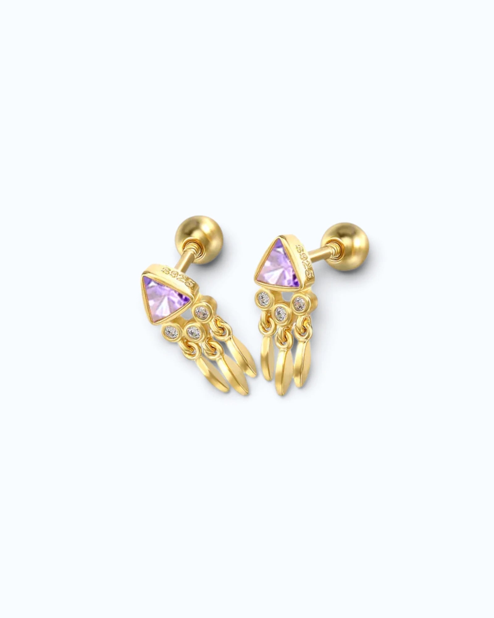 February Birthstone Amethyst Zirconia Cartilage Ear Stud