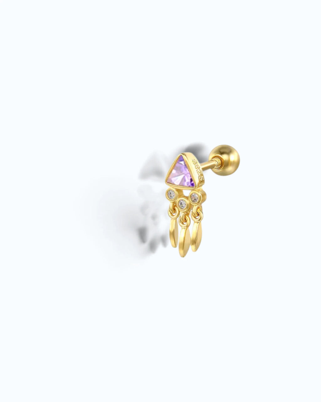 February Birthstone Amethyst Zirconia Cartilage Ear Stud