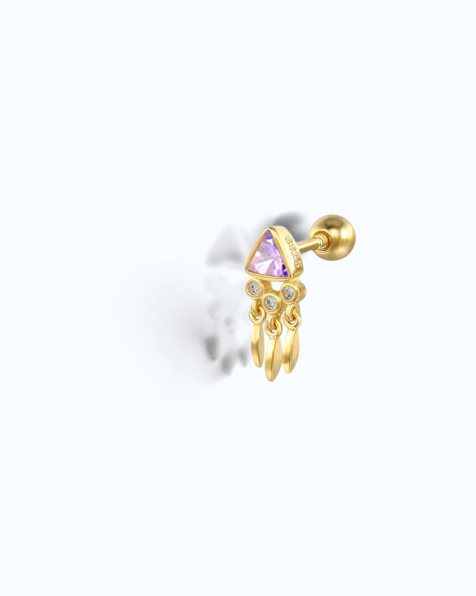 February Birthstone Amethyst Zirconia Cartilage Ear Stud