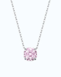 Octagonal rose cut pink zircon pendant necklace in silver, a striking piece for any occasion.