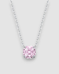 Octagonal rose cut pink zircon pendant necklace in silver, a striking piece for any occasion.